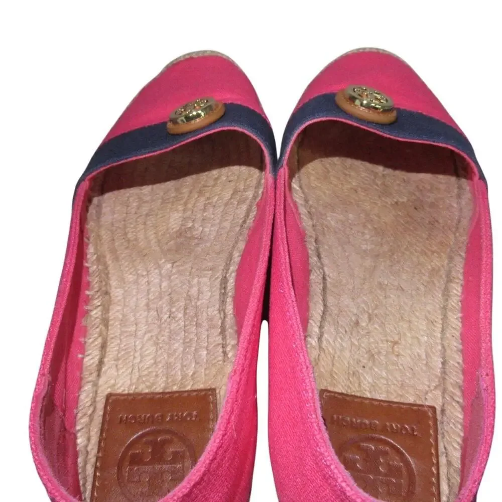 Tory Burch Beacher Espadrille Flats – Pink‎ Canvas Slip-On Shoes sz 8 $198